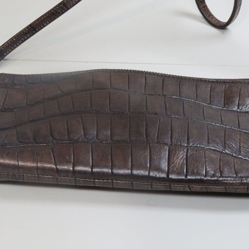 John Galliano Croc Embossed Leather Handbag